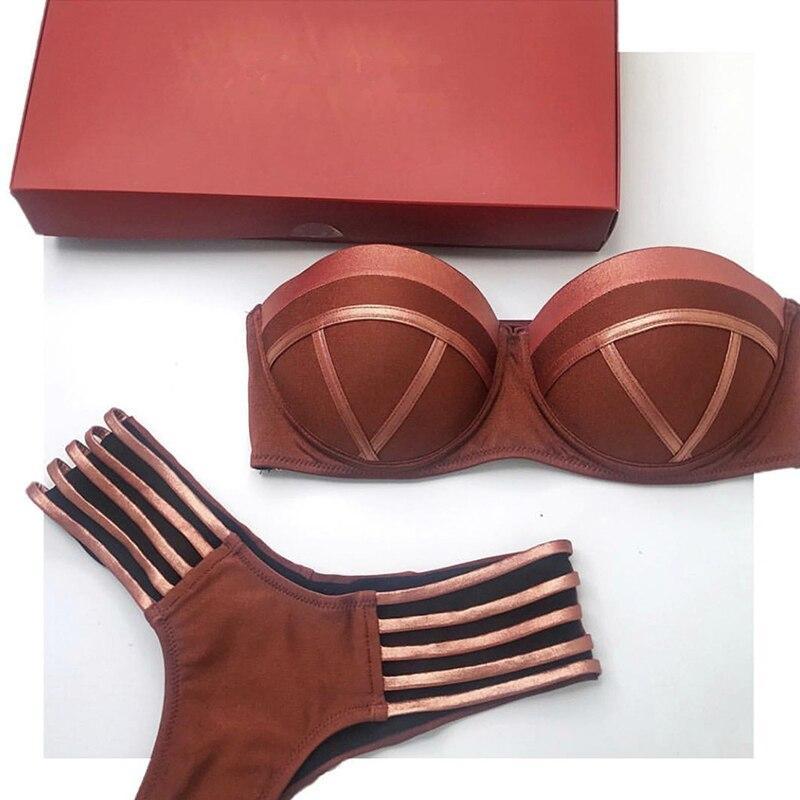 Glamour dwuczęściowy strój kąpielowy bikini damski z usztywnianym biustonoszem, idealny na lato i plażę.