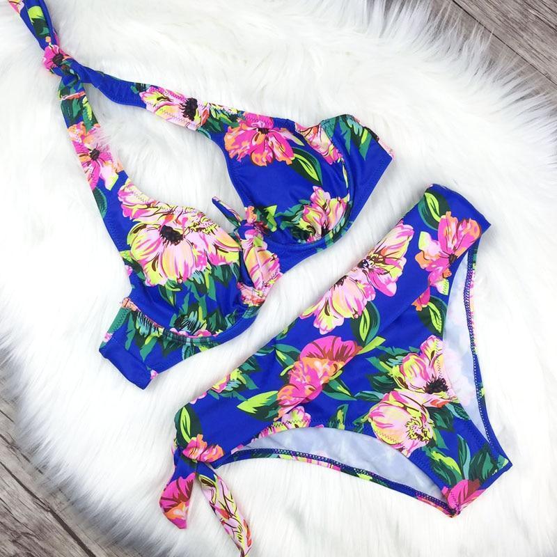 Kolorowy damski strój kąpielowy bikini, regulowany, na lato i modę plażową.