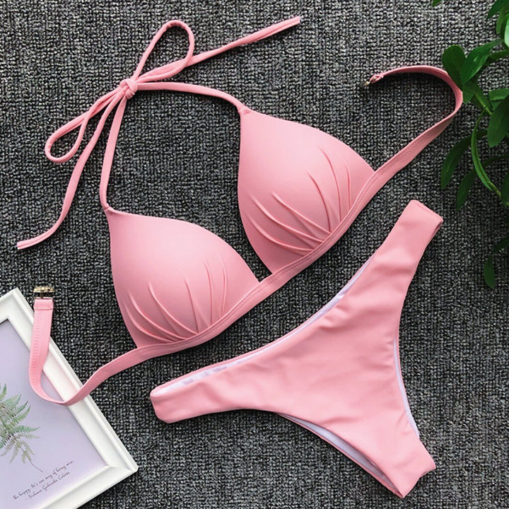 Stylowe bikini damskie dwuczęściowe z wiązaniem, na plażę, idealne na wakacje.