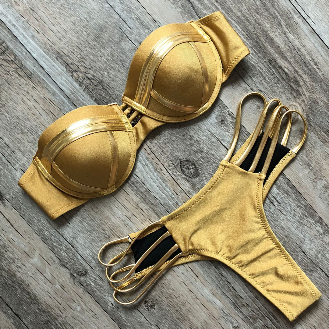 Modne damskie bikini glamour z usztywnianym stanikiem, dwuczęściowe, idealne na letni look plażowy.