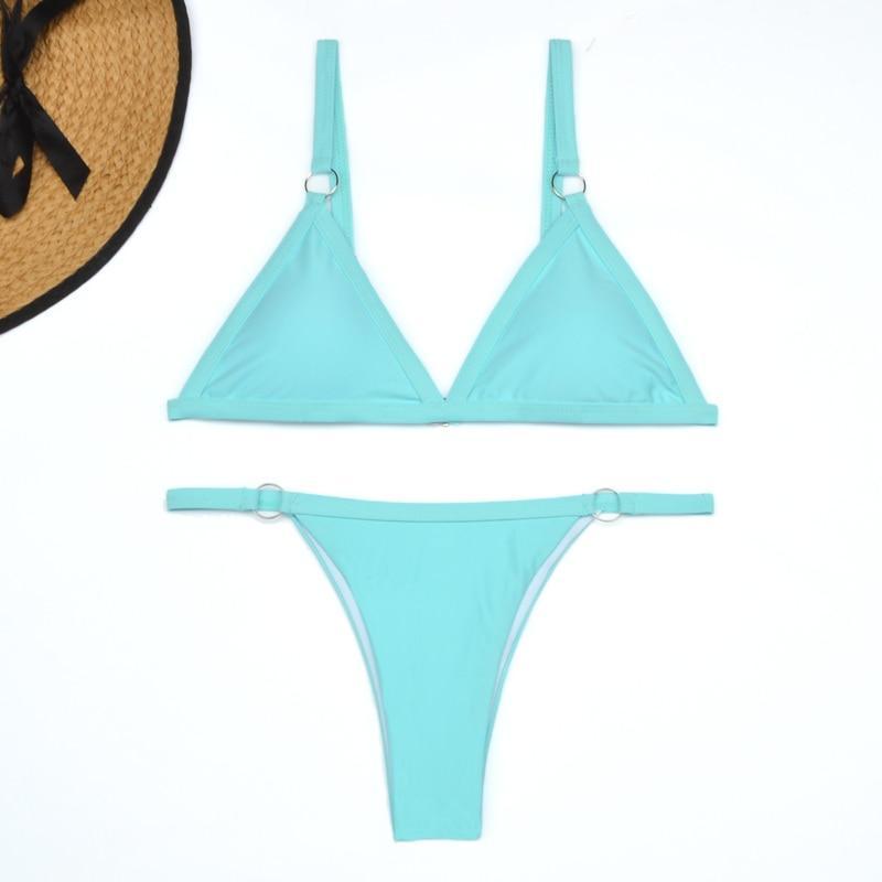 Damskie dwuczęściowe bikini, strój kąpielowy z brazylianami, idealny na upalne dni i kąpiele.