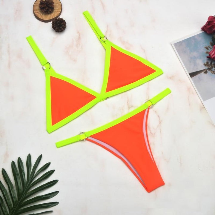 Damskie bikini dwuczęściowe z brazylianami, strój kąpielowy, moda na plażę, wielokolorowy wzór.