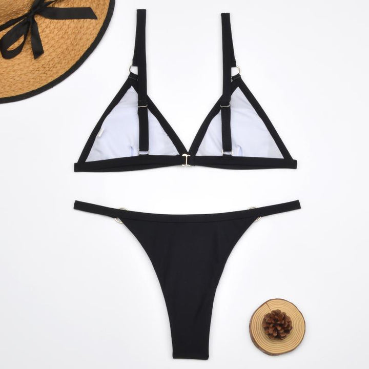 Stylowe damskie bikini z brazylianami, wielokolorowy strój na plażę, modny kostium kąpielowy.