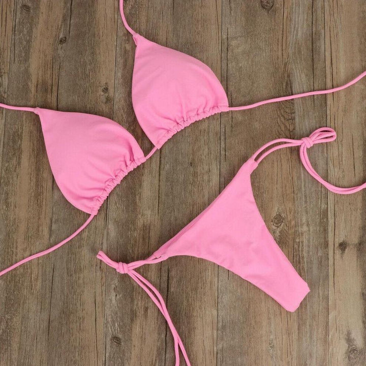 Damskie seksowne mikro bikini, dwuczęściowy strój kąpielowy z wiązanymi stringami. Letnia moda.