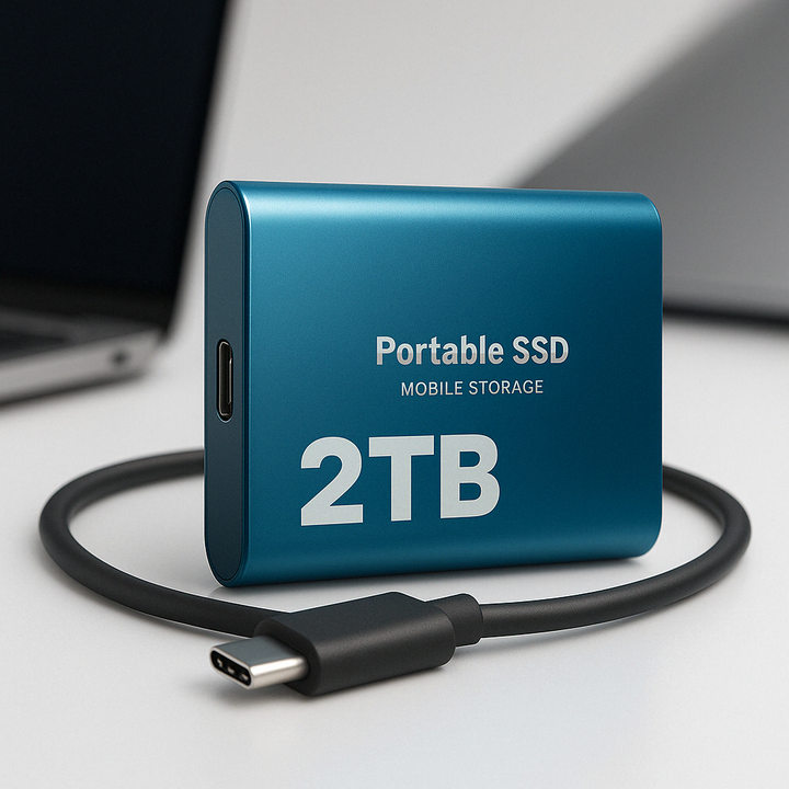 Kompaktowy, przenośny dysk SSD 2TB USB-C, pamięć mobilna na cenne dane.