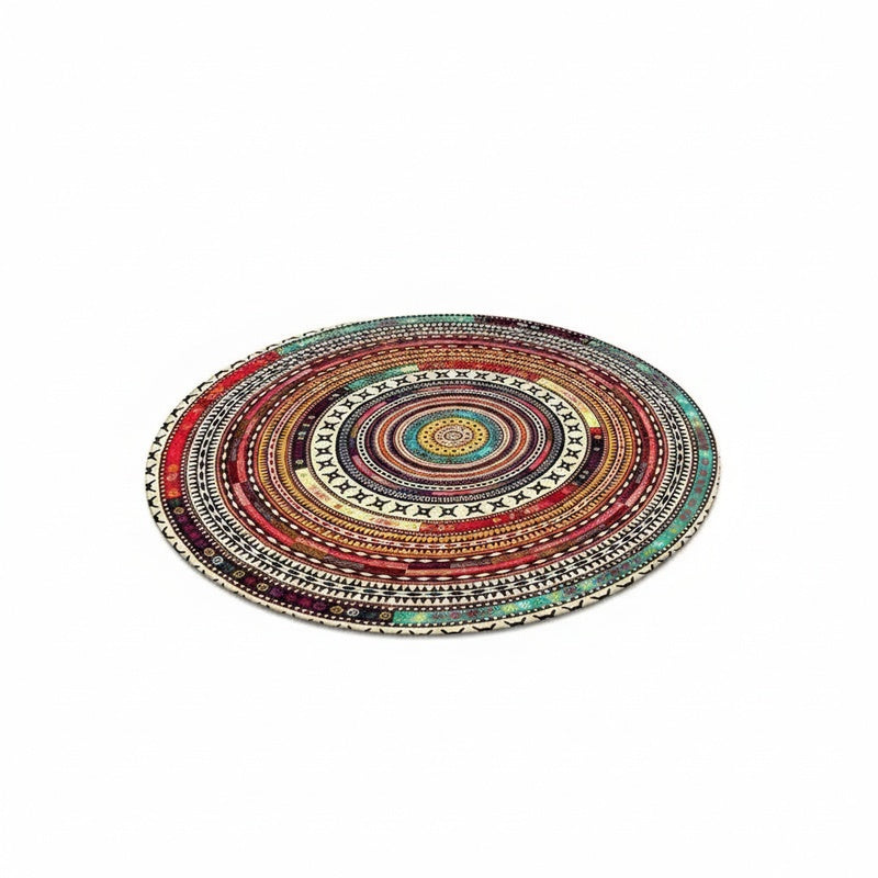 Półokrągła wycieraczka boho mandala, antypoślizgowa mata wejściowa do przedpokoju, wielokolorowa.