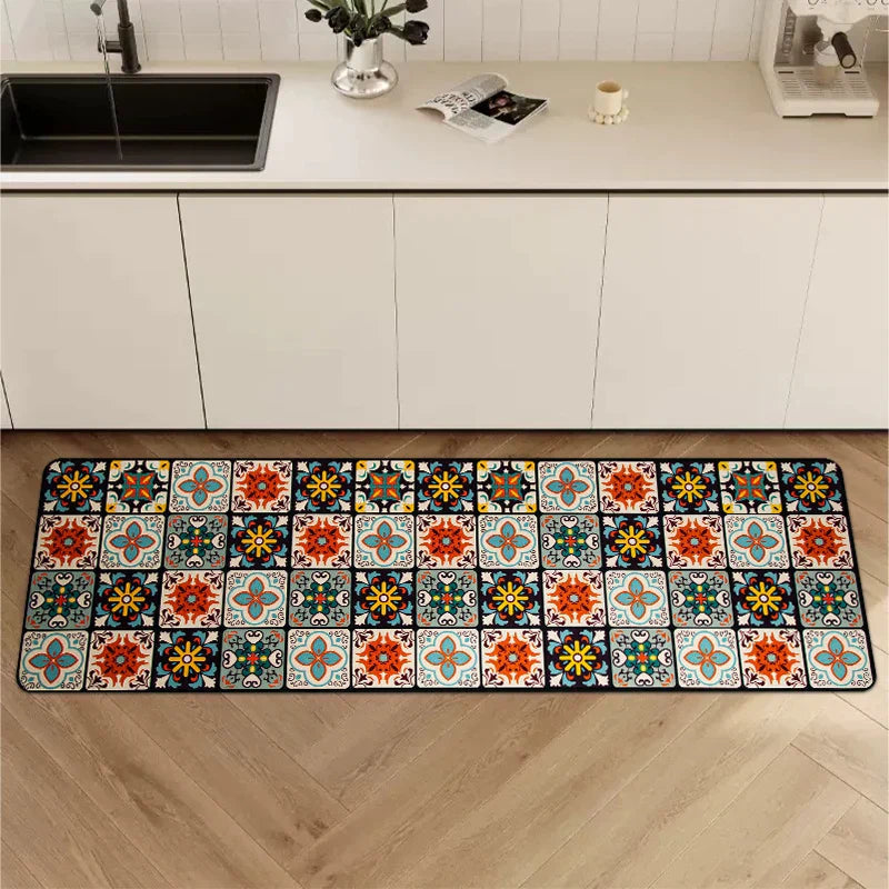 Chodnik antypoślizgowy do kuchni lub korytarza, elegancki wzór geometryczny.