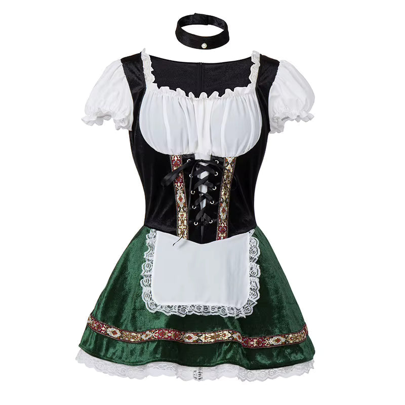 Piękna sukienka Dirndl damska z gorsetem i bufiastymi rękawami. Doskonała na bawarski Oktoberfest.
