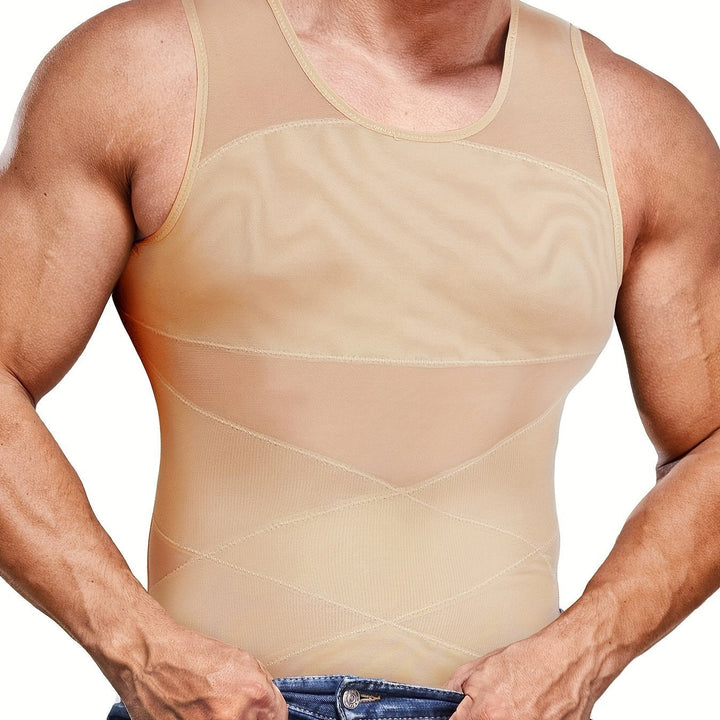 Męski top slim kompresyjny, modelujący brzuch, elastyczny i wygodny bezrękawnik.