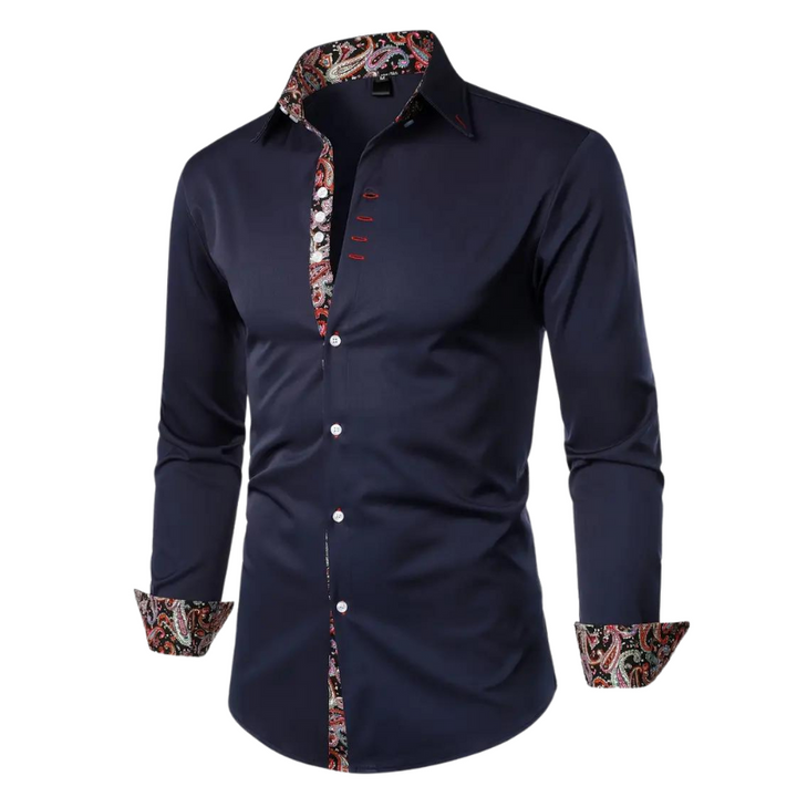 Tył eleganckiej męskiej koszuli imprezowej slim fit Matteo. Idealna koszula wieczorowa, modna i wygodna.