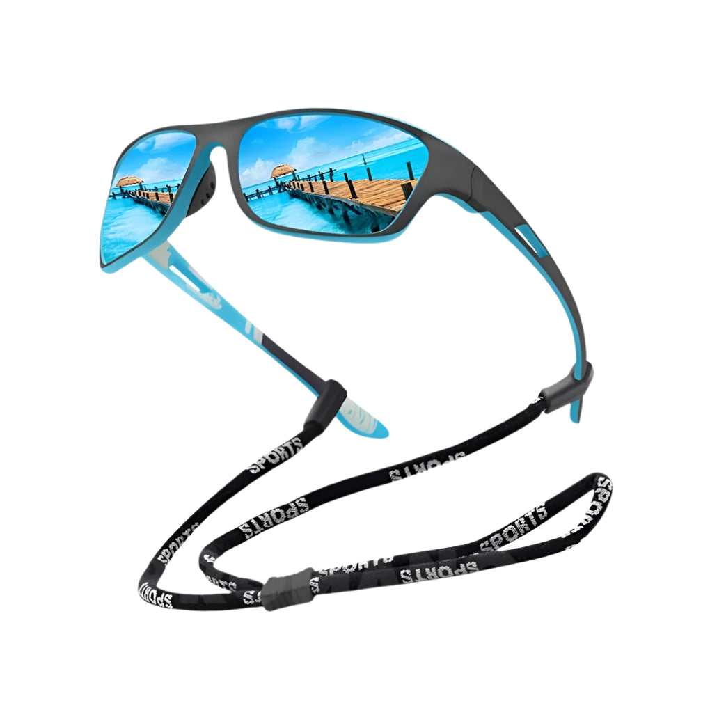 Stylowe okulary sportowe unisex z polaryzacją i filtrem UV400, zapewniające maksymalną ochronę wzroku podczas lata.