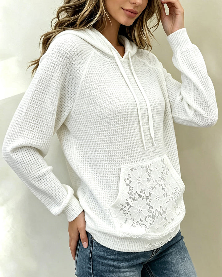 Wygodna bluza z kapturem waflowa unisex. Miękki materiał, troczek, doskonała na jesień i wiosnę.