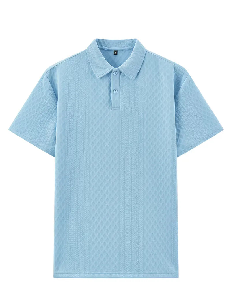 Męski zestaw casualowy na wiosnę. Polo i spodnie, luźny krój, stylowy.