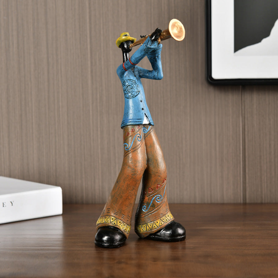 Artystyczna figurka muzyka jazzowego retro. Klasyczna ozdoba vintage, elegancki design.