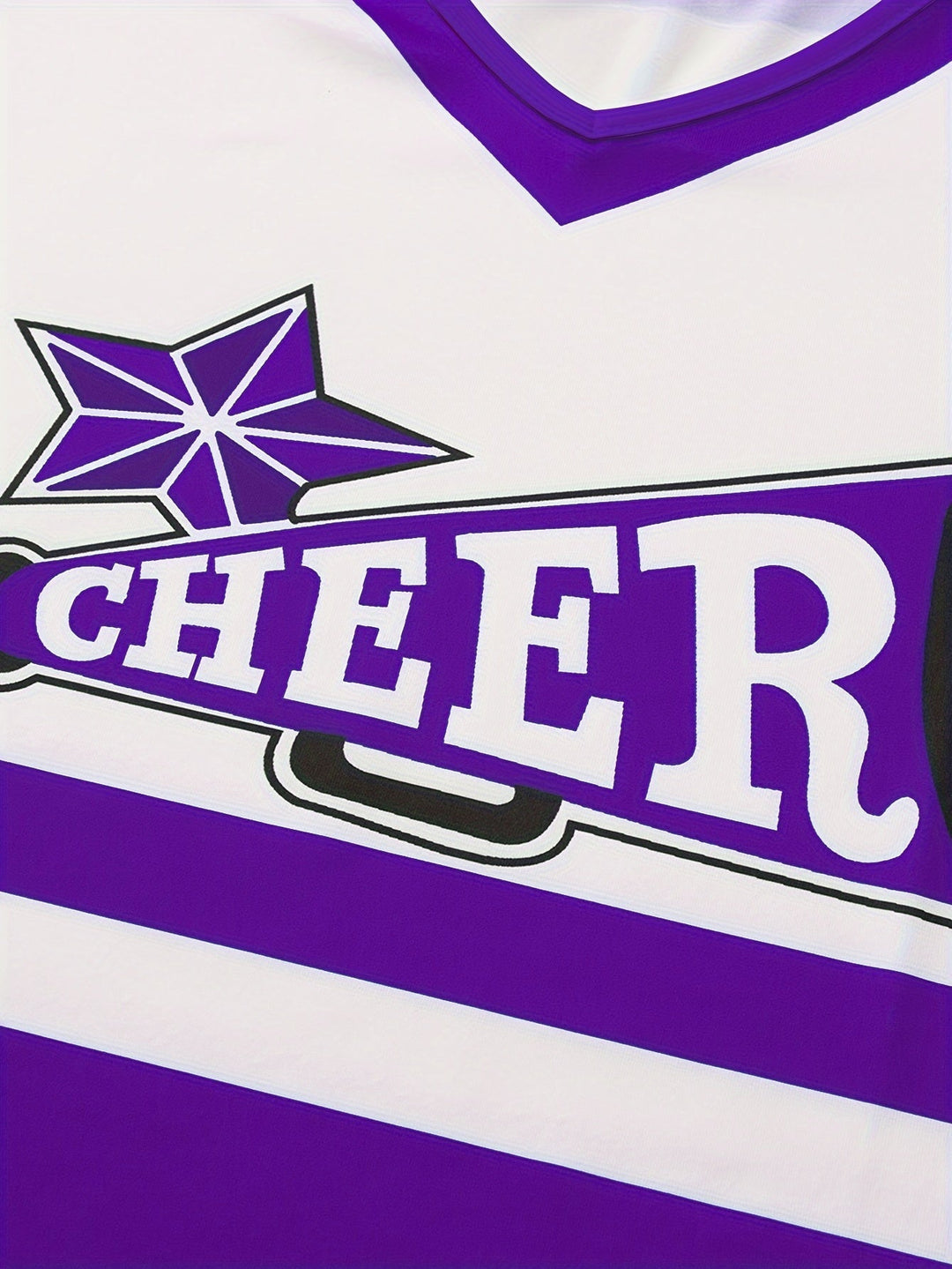 Komplet cheerleaderki: fioletowa bluzka i spódnica dla dziewczynki, strój taneczny na show lub imprezę.