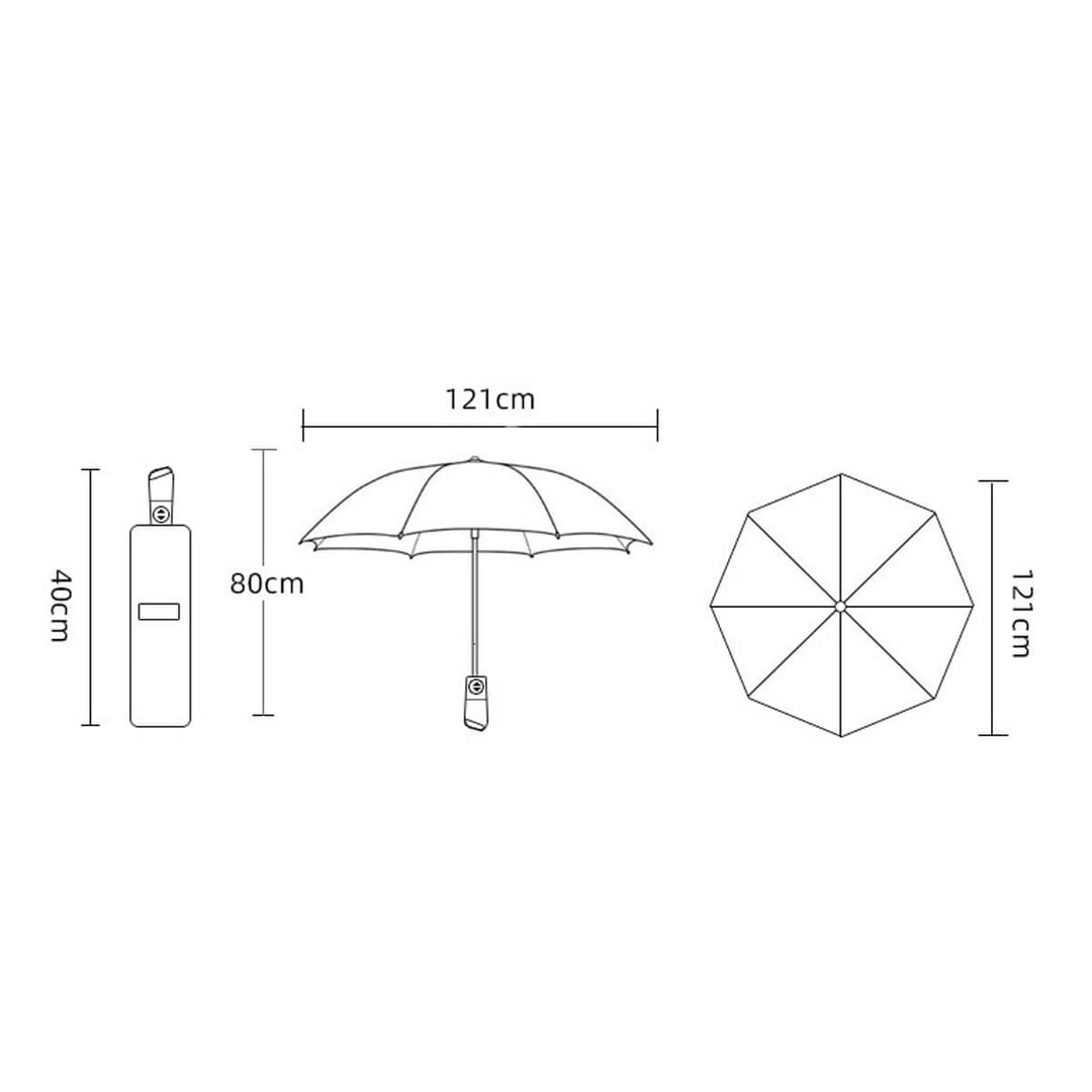 Automatyczny składany parasol z szeroką czaszą 121 cm, odporny na wiatr i deszcz.