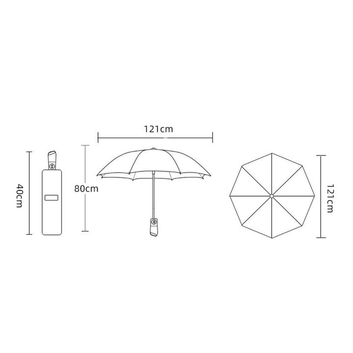 Automatyczny składany parasol z szeroką czaszą 121 cm, odporny na wiatr i deszcz.