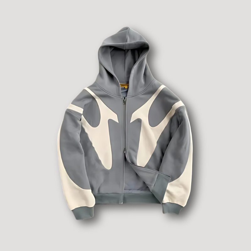Bluza męska rozpinana z kapturem streetwear, z modnym nadrukiem. Stylowa i komfortowa odzież na co dzień.