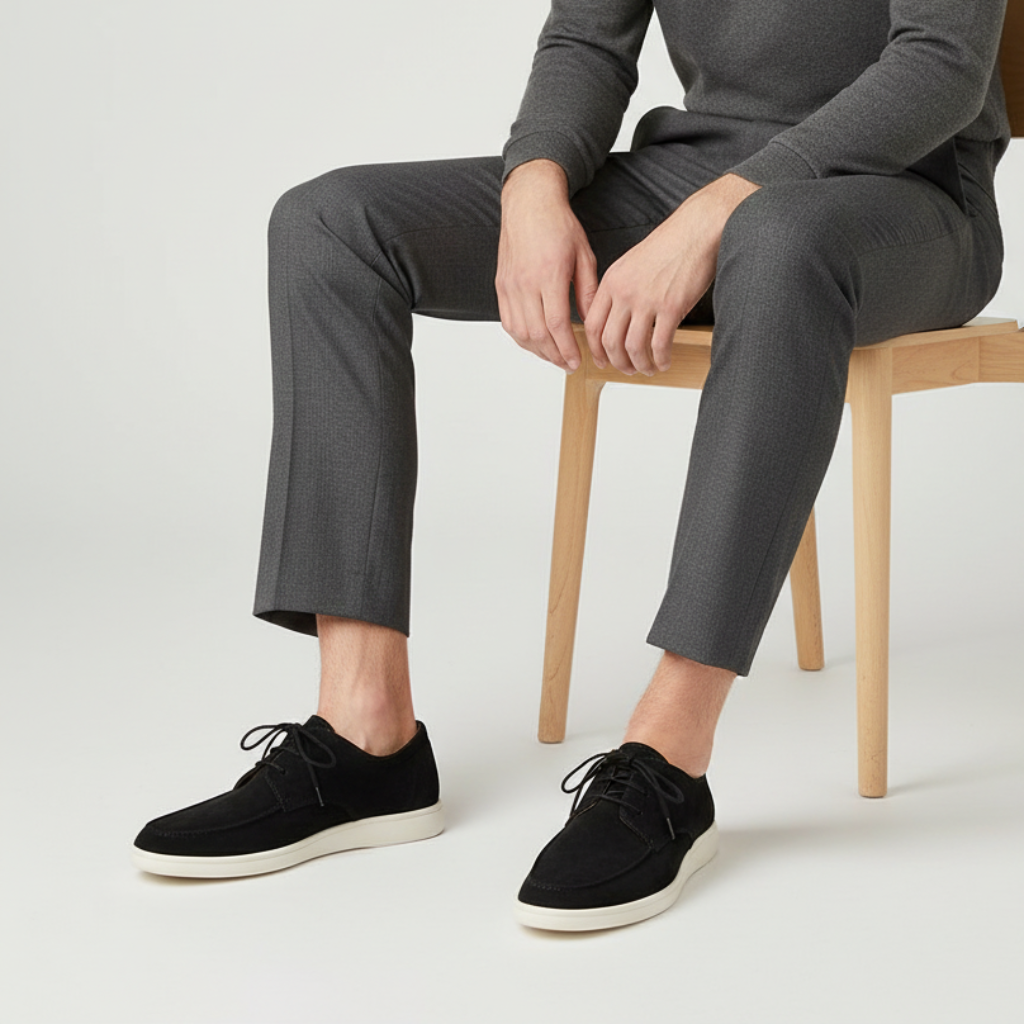 Męskie mokasyny ze sznurowadłami, czarne, eleganckie i komfortowe buty męskie w klasycznym stylu, idealne na co dzień.