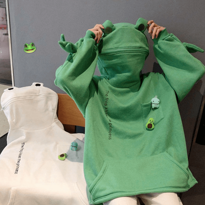Unisexowy sweter z kapturem z żabą. Stylowa i wygodna bluza hoodie na casualowe wyjścia.
