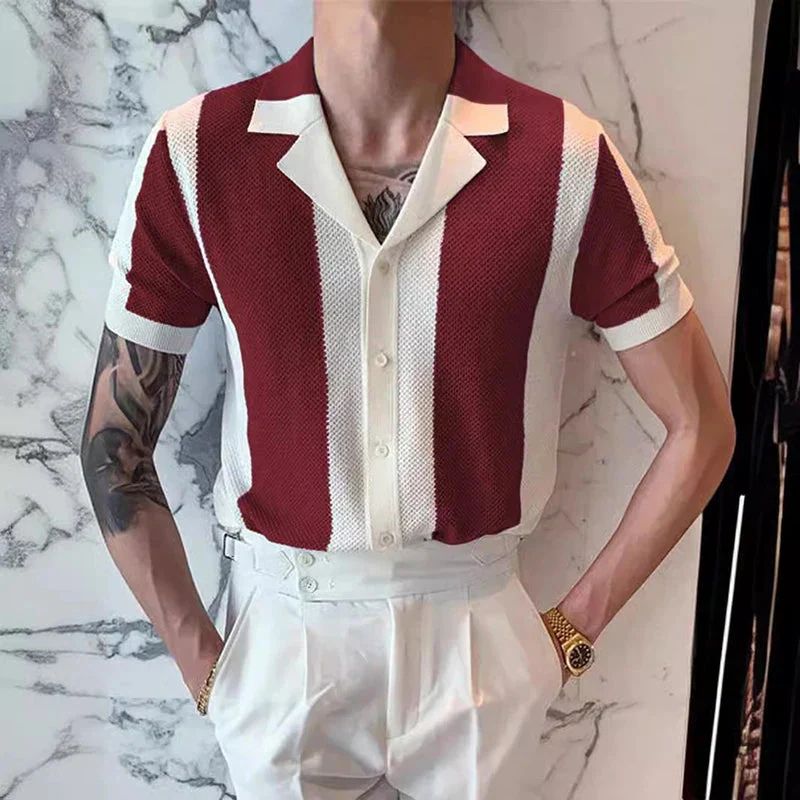 Modna męska koszula z krótkim rękawem. Kolorowa, casualowa, świetna na letnie wyjścia i eleganckie spotkania.