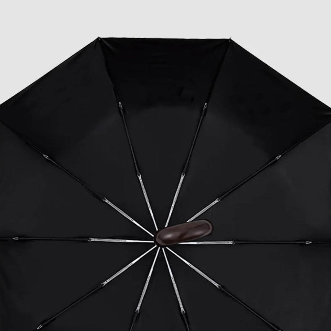 Elegancki, męski parasol automatyczny, składany, z rączką z naturalnego drewna. Na deszcz i UV.