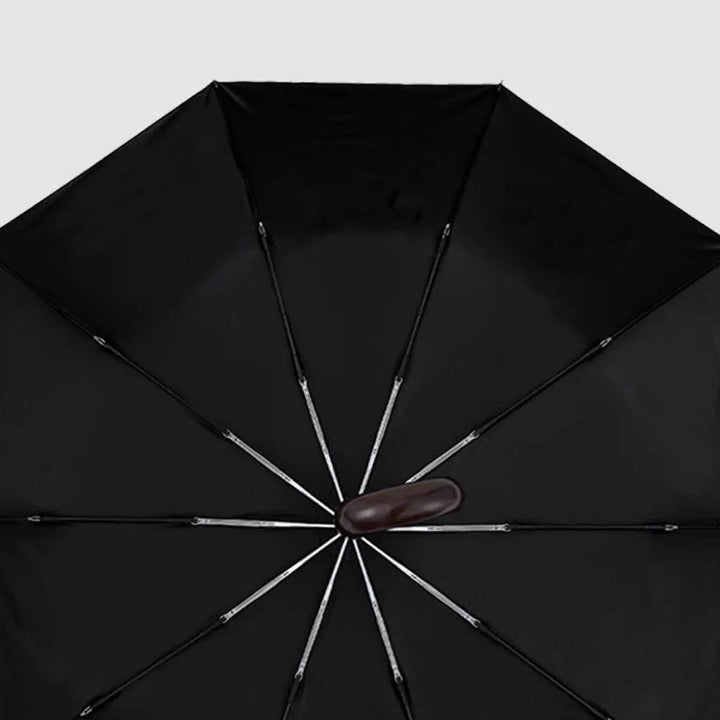 Elegancki, męski parasol automatyczny, składany, z rączką z naturalnego drewna. Na deszcz i UV.