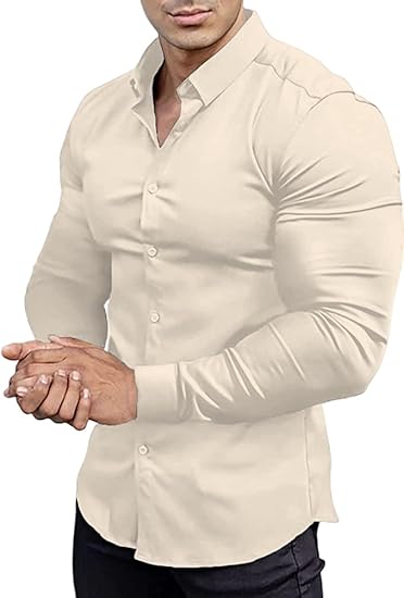 Koszula męska slim fit, gładka, biznesowa, casualowa, komfort noszenia, modna.