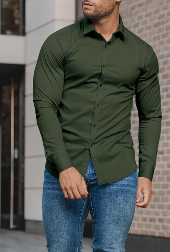 Gładka koszula męska slim fit, elegancki wygląd, komfort noszenia, modny styl.