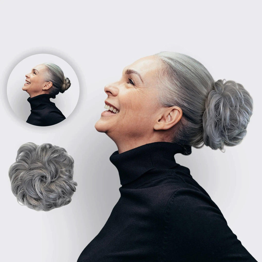 Gumka do włosów Scrunchie z wbudowanymi doczepami syntetycznymi dla pełnego koka.