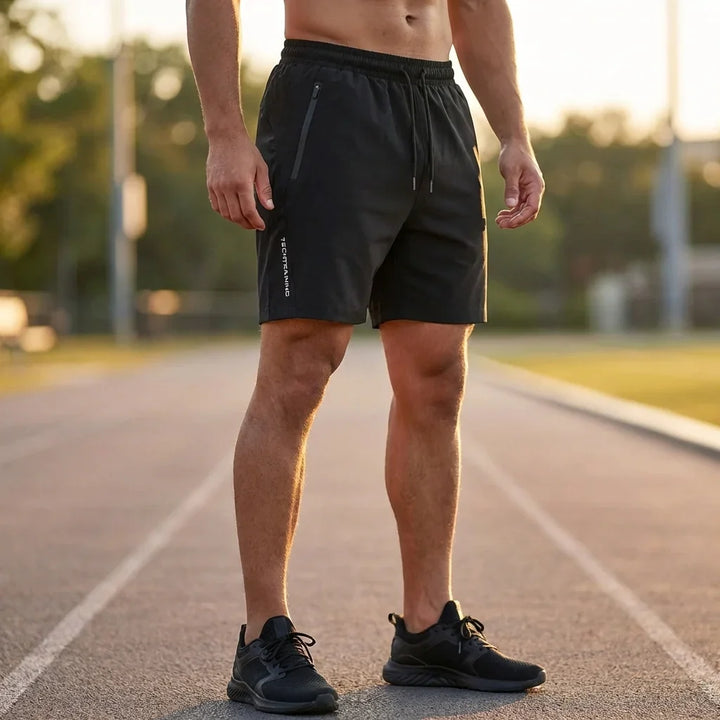 Męskie szorty sportowe szybkoschnące, idealne na trening, bieganie i siłownię. Zapewniają komfort.