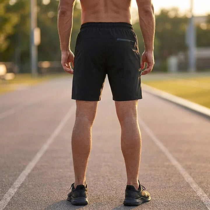 Szybkoschnące szorty męskie sportowe z praktycznymi kieszeniami. Idealne na trening, bieganie i lato.