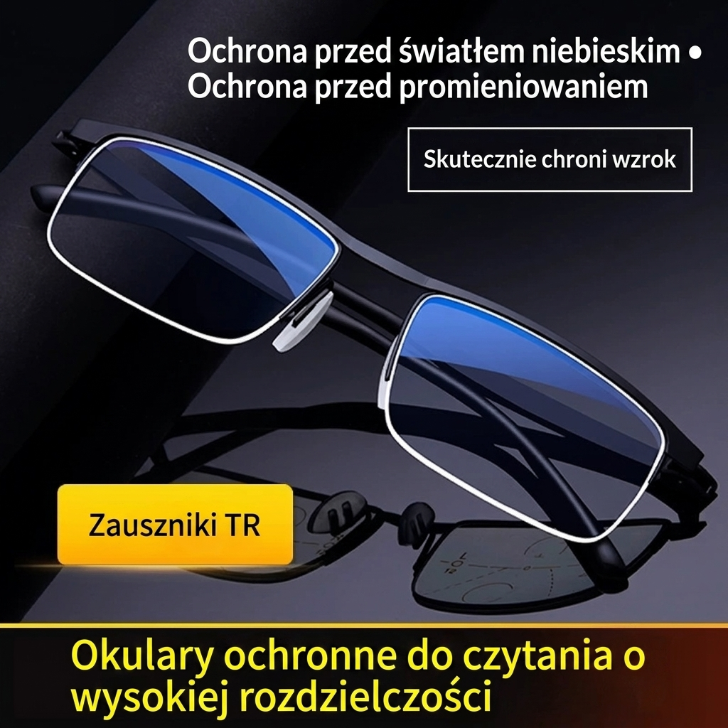 Unisex inteligentne okulary progresywne przeciwsłoneczne fotochromowe, idealne do czytania i jazdy, z ochroną UV.