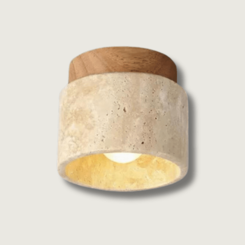 Lampa sufitowa LED z trawertynu, nowoczesne oświetlenie do klatki schodowej. Elegancki design.