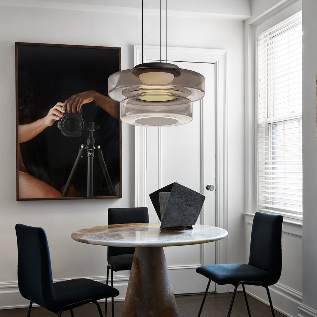 Lampa wisząca szklana, design Bauhaus, nowoczesne oświetlenie do sypialni.