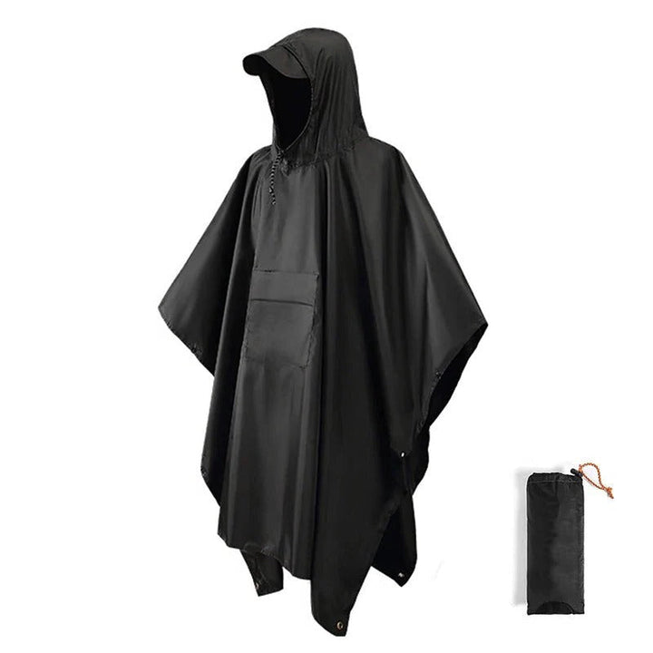 Męskie poncho przeciwdeszczowe do turystyki i outdooru. Wodoodporne, chroni przed deszczem w terenie.
