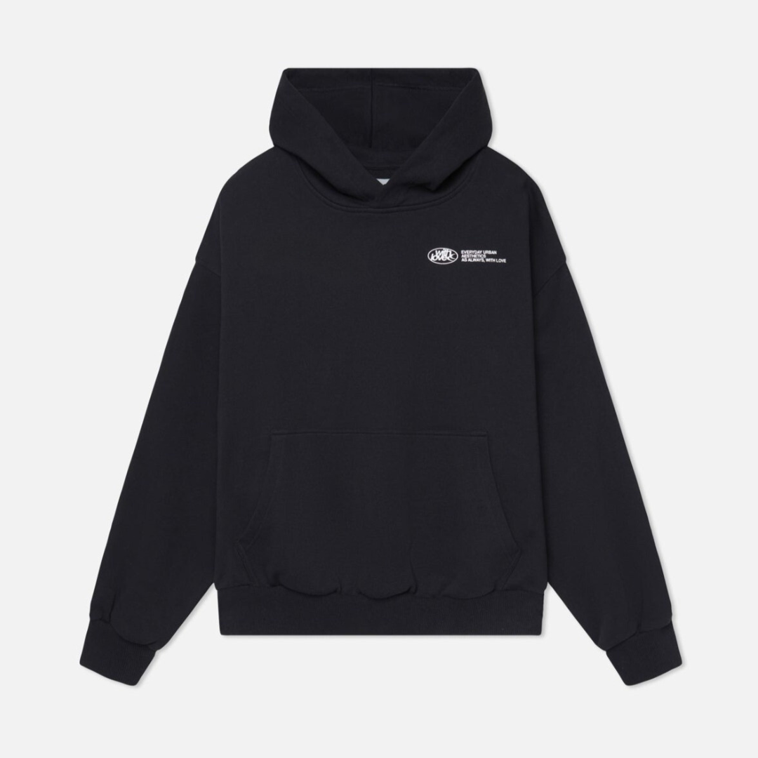 Szara bluza damska oversize z napisem, kapturem, komfortowa na co dzień i do relaksu.