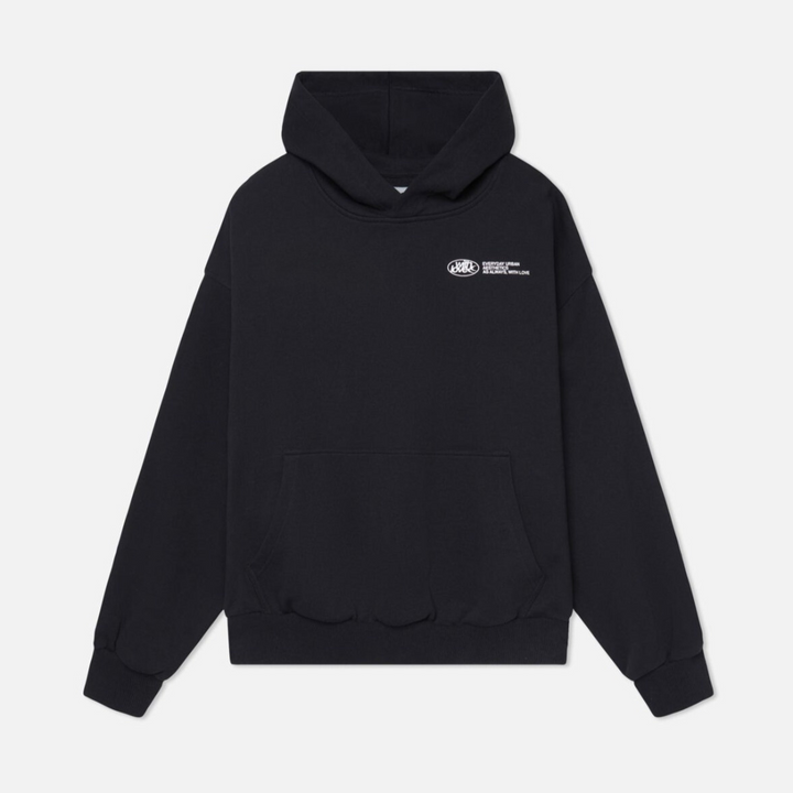 Szara bluza damska oversize z napisem, kapturem, komfortowa na co dzień i do relaksu.