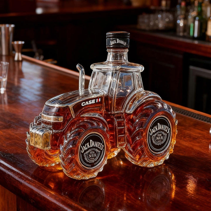 Wysokiej jakości karafka na whisky 300ml z motywem 3D traktora, doskonały elegancki prezent dla miłośnika.