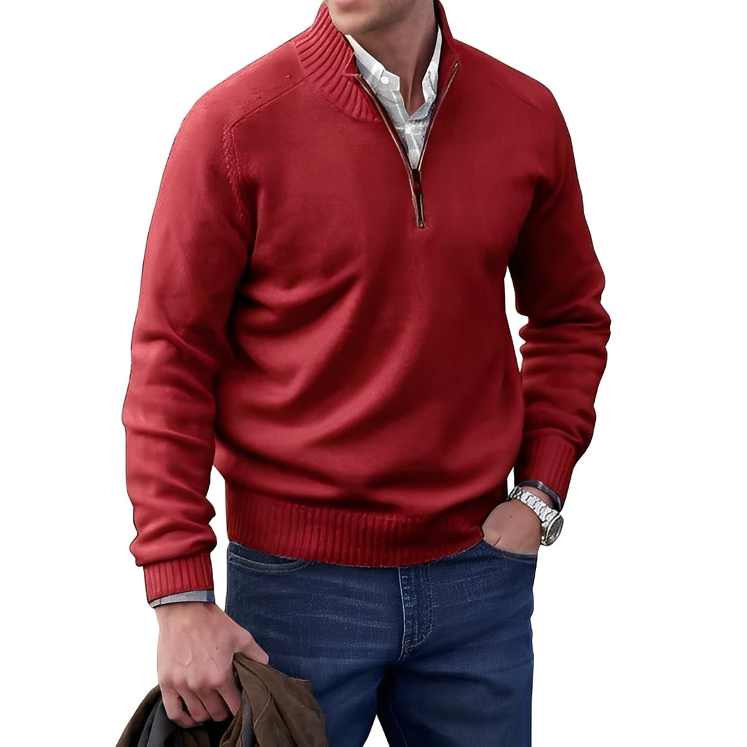 Elegancki męski sweter z zamkiem, idealny do casualowych i biurowych stylizacji. Uniwersalny krój.
