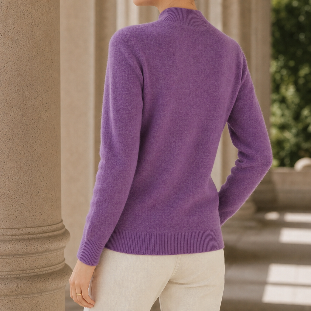 Elegancki sweter damski z czystego kaszmiru, z półgolfem, idealny na chłodne dni.