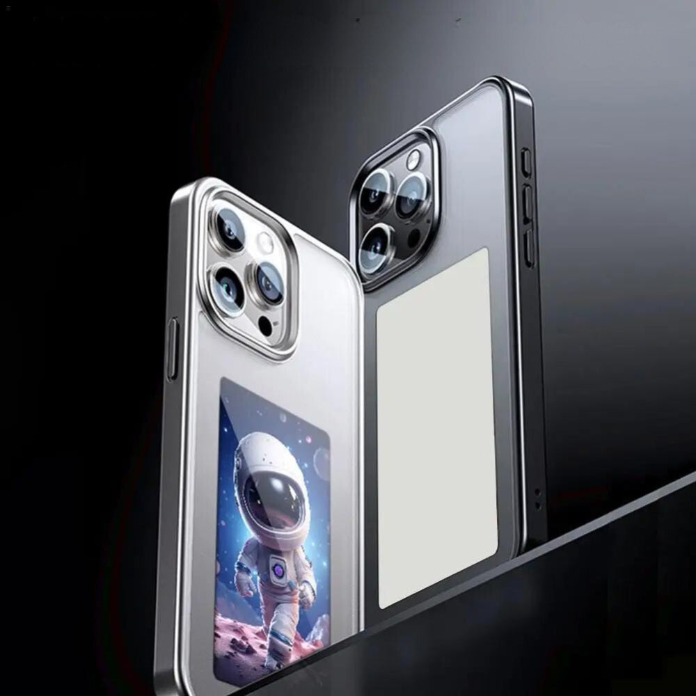 Interaktywne foto etui PixelShell do iPhone'a. Personalizowany wyświetlacz e-ink z Twoimi zdjęciami.