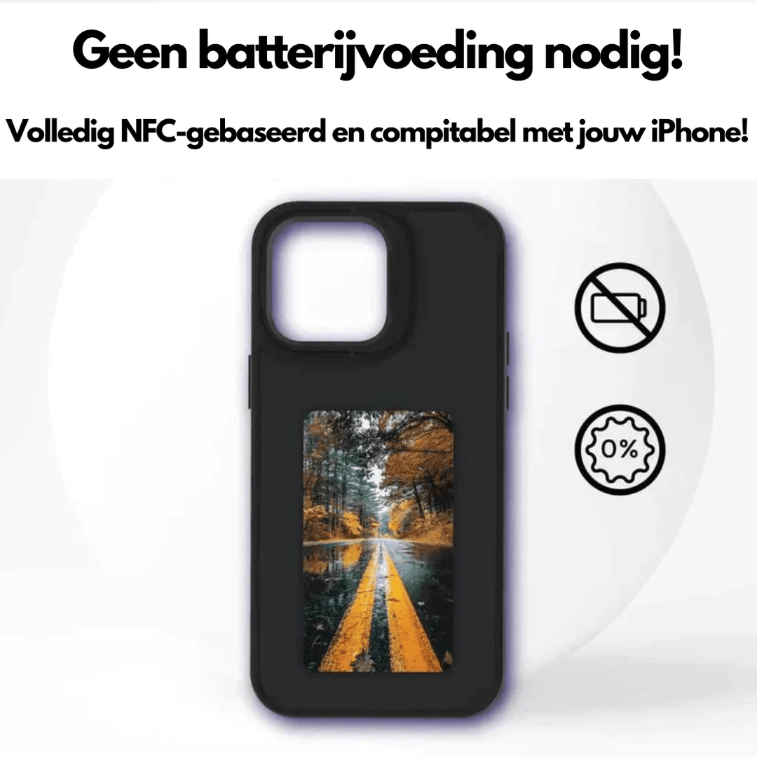 Designerskie etui PixelShell z funkcją NFC. Personalizowana galeria zdjęć na ekranie e-ink dla iPhone'a.