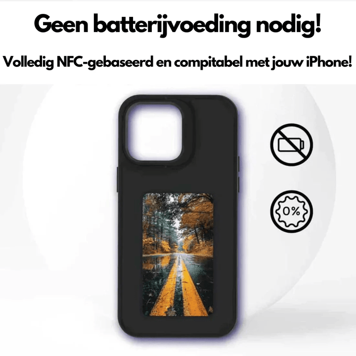 Designerskie etui PixelShell z funkcją NFC. Personalizowana galeria zdjęć na ekranie e-ink dla iPhone'a.