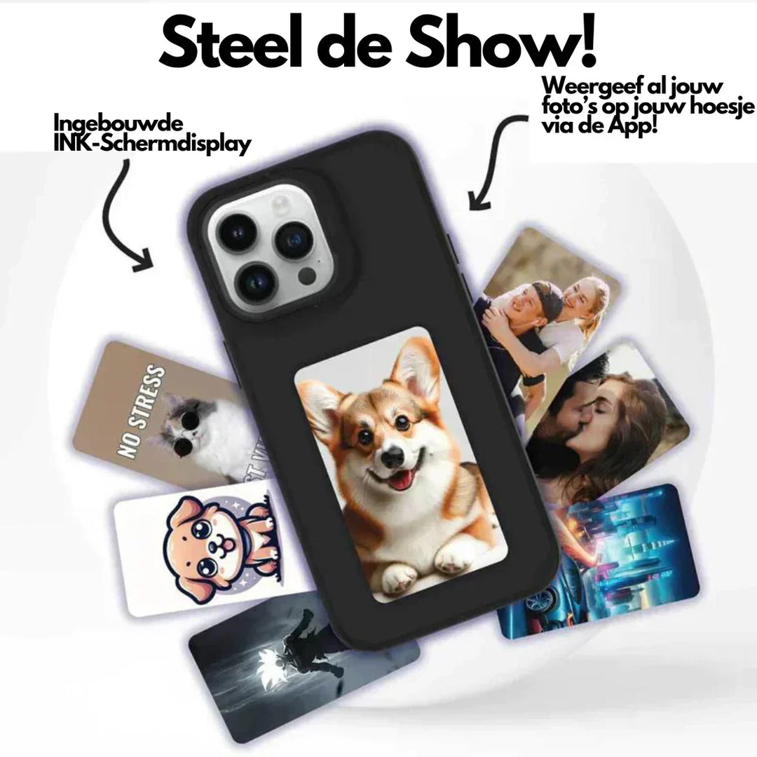 Ochronne etui PixelShell na iPhone. Interaktywny pokrowiec z personalizowanym ekranem e-ink. Idealny prezent.