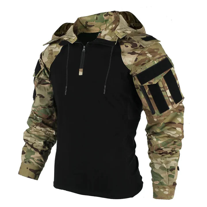 Wszechstronny męski sweter taktyczny z kapturem "Sven". Bluza casual na chłodne dni jesieni i zimy. Odzież outdoor.