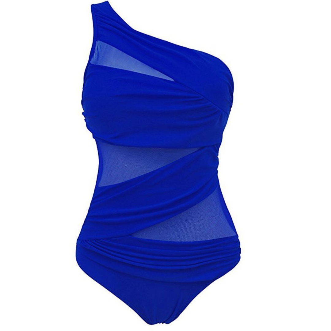 Modny damski strój kąpielowy jednoczęściowy z siateczką, szybkoschnący, elegancki na lato, plażę i basen.