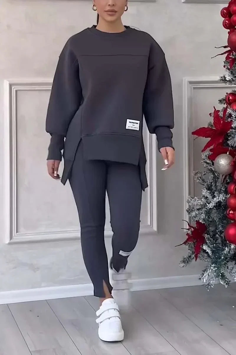Damski komplet polarowy, bluza i spodnie. Elegancki dres na chłodne dni, do domu i na wyjścia.