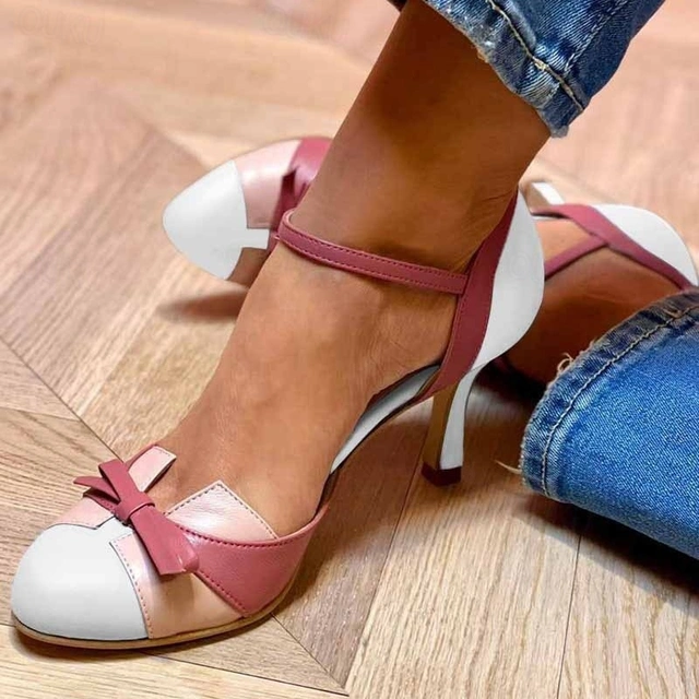 Modne damskie szpilki w dwóch kolorach z ozdobną kokardką. Stylowe buty podkreślające elegancję.