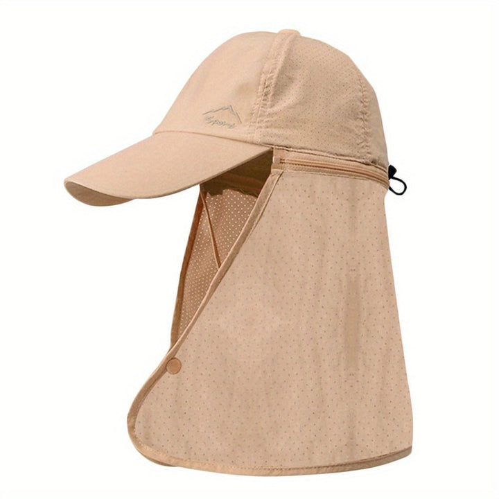 Oddychający kapelusz trucker męski UV z ochroną szyi, must-have na wędkowanie i lato.